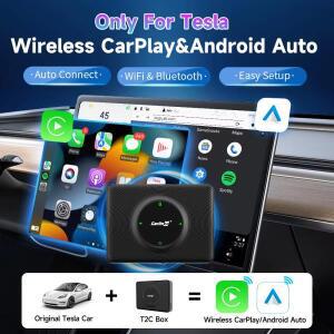 T2C CarlinKit 차량용 어댑터 (테슬라 모델 Y 모델 3용) 무선 자동 연결 무선 CarPlay & 안드로이드 오토