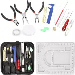 구슬 트레이 보석 도구 와이어 및 수리 비딩용 진주 소견이 포함된 LAMPTOP 23개 주얼리 제작 용품 키트