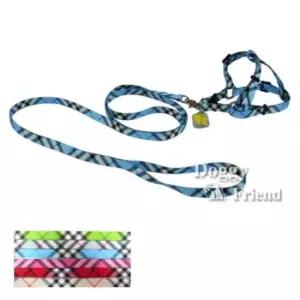 [반려] 강아지 가슴줄 리드줄 세트 신형체크 10mm 색상임의