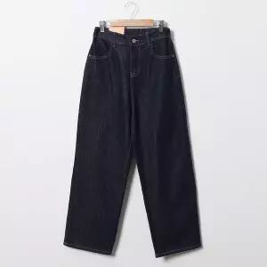 [하프클럽/셀러허브_여성트랜드패션]여성 생지 데님 와이드 세미 배기 진청