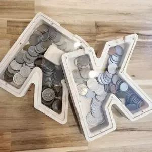 [문구] 나무 인테리어 소품 R K 알파벳 저금통