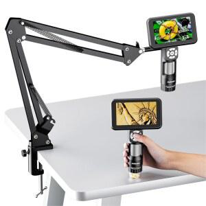 [미국배송] 성인용 5인치 스크린이 있는 ANDONSTAR AD115 휴대용 디지털 현미경 가볍고 유연한 전자 납땜용 붐 암 스탠드 WINDOWS MAC