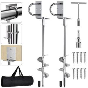 [미국배송] 포피치 다목적 그라운드 앵커 나사 고정 브래킷 T-렌치 및 드릴용 어댑터가 있는 완전 용접 헤비 듀티 트램펄린 스테이크 이동식 주택용 어스 키트 트램펄린 창고