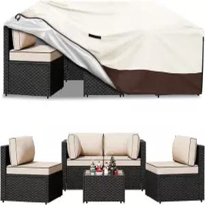 엑소쿠고 파티오 가구 커버 방수 헤비 듀티 야외 직사각형 테이블 5-8피스 단면 세트 의자 소파