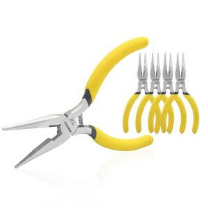 BOOSDEN 5인치 니들 노즈 플라이어, 사이드 커터가 장착된 롱 컴포트 그립이 미니 파인 전자제품용 정밀 소형 공예, 주얼리 제작, 5팩