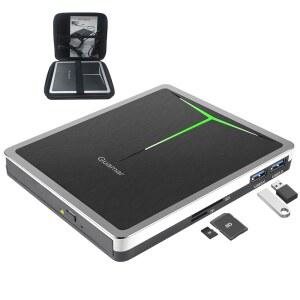 PC용 Guamar 외장 DVD 드라이브 노트북 Mac Windows 11용 USB C CD 버너 플레이어 SD /TF 슬롯 / 포트 2개 휴대용 케이스 읽기 음악 영화 사진 플러그 앤 플레이
