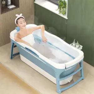 접이식 반신욕 욕조 중형 편리한 배수 덮개 포함 최대하중300kg 성인 아기 이동식 욕조