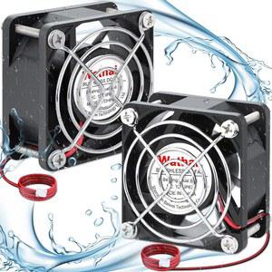 [미국배송] 와타이 IP67 60MM X 25MM DC 12V 방수 소형 팬 듀얼 볼 고속 DIY 냉장고 컴퓨터 케이스 발전기 테라리움 태양광 패널 배터리 박스 2팩