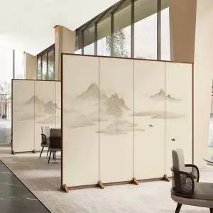 병풍 추석 차례 산수화 수묵화 4도어 소형 칸막이 제사용