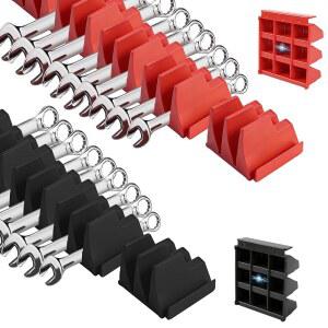 [미국배송] MLIYYBE 100PCS 마그네틱 모듈식 렌치 정리함 세트 공구 상자 및 서랍 보관용 홀더 랙 5 미터법 SAE 라벨이 있는 정리함 기계공 아빠 남성용 선물(블랙 & 레드)