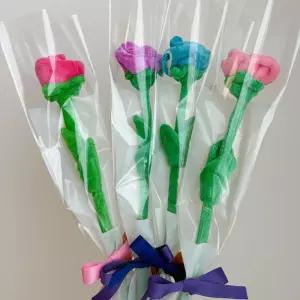 장미꽃 인형 한송이 꽃다발+메세지스티커 (7컬러) 졸업 입학 수료 콩쿨 발표회 학예회 학교 학원 유치원 어린이집 축하 응원 단체꽃