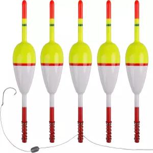 AGOOL 슬립 밥버스 우드 낚시 플로트와 스프링 스틱 크레이피 팬피쉬 월라이즈 송어 농어 5/10개