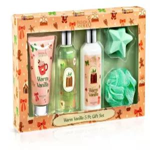 프리다 앤 조 향수 목욕 바디 컬렉션 선물 상자 샤워 젤 로션 스크럽 배스 밤 스펀지 포함 (따뜻한 바닐라