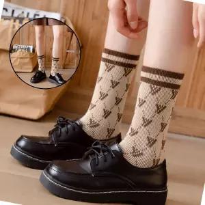 글로 여성 중목 양말 브라운 겨울용 발목긴 긴양말