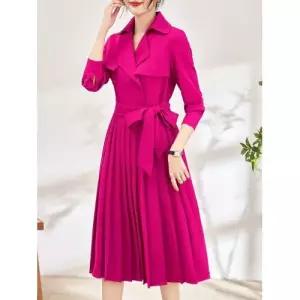 여친 원피스 미디 레드 춘추 트렌치 출근룩 카라넥 고급 긴팔 정장 SPO마켓1