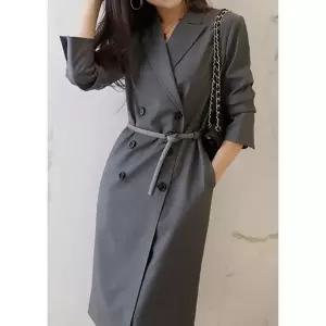 원피스 스커트 롱 회색 여사친 울 춘추 오피스룩 트렌치코트 출근룩 정장 고급 SPO마켓3