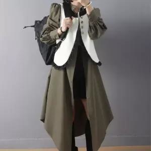 고급 출근룩 정장 언발 퍼프 패션 얇은 트렌치 레이어드 긴팔 원피스 여성 가을 SPO마켓3