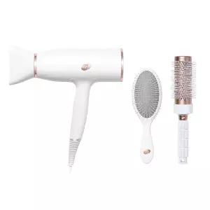 T3 에어럭스 프로페셔널 이온 헤어 드라이어 및 브러시 세트 5가지 열 3가지 속도 설정 발생기 쿨 샷 패들