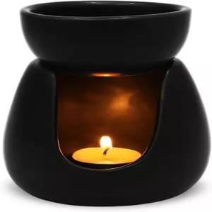 WD CD 세라믹 티라이트 캔들 홀더 에센셜 오일 버너 아로마 디퓨저 로맨틱 블랙 가정 장식용 도자기