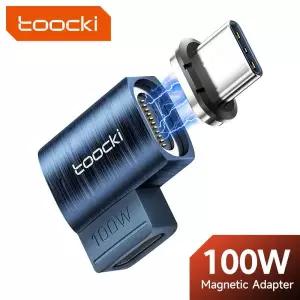 Toocki 100W USB C-유형 C 마그네틱 어댑터 2 in 1 PD 고속 충전 유형 커넥터 데이터 동기화 90도 자석 변