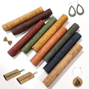 FQTANJU 9pcs/세트 컬러 코크 원단 인조 가죽 시트 8인치 x 12인치 0.7mm 두께의 내구성이 뛰어난 부드러운