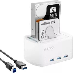 2.5 3.5인치 SATA HDD SSD 3배 USB 3.0 허브 확장 48TB 용량 외장 하드 드라이브 복제기 클로너 화이트용