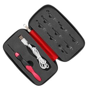 9in 1 라이트 업 크로 셰  후크 세트 USB 충전식 인체 공학적 케이스가있는 LED 조명 도구