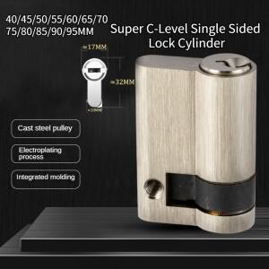 40mm-95mm 보이지 않는 도어 잠금 코어 욕실 유리 방화 보안 용 손잡이가있는 단일 측면 실린더