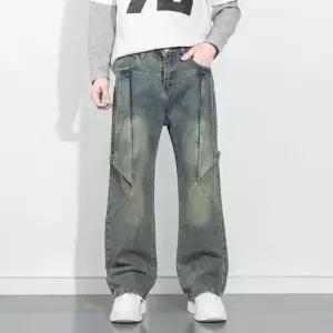 남성용 팬츠 청 배기핏 스트리트 힙합 와이드 슬림핏 긴 신탕화 원픽1
