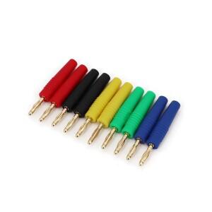 10피스 소형 2mm 황동 금도금 남성 바나나 플러그 와이어 솔더  커넥터
