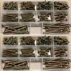 200피스 상자 카운터 싱크 크로스 셀프 태핑 나사 세트 스크류 컬러 아연 도금 섬유판 네일 목공 M3-M4