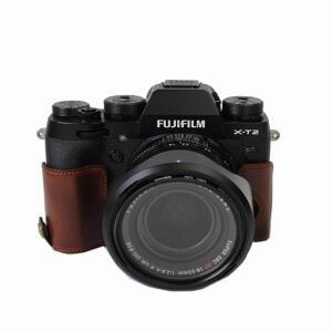 카메라 가죽 하프 케이스PU 가죽 카메라 하프 케이스 커버, 후지필름 X-T3 용 보호 배터리