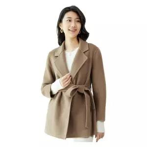 여성캐시미어반코트 핸드메이드 울 정장 키작녀 아우터 반코트 오버핏 하프코트 가을 벨트