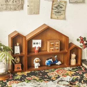 집모양장식장 원목 진열대 집모양 정리대 우드 소품 빈티지 인테리어 하우스 집모양선반 다용도 책장
