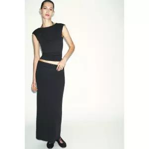 ZARA 자라 소프트 스트레이트 스커트 - 콜 그레이 735355