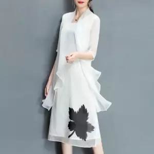 쉬폰원피스 여성 여름 간절기 롱 가디건 쉬폰 나시 원피스 세트