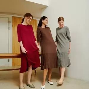 세컨스킨 홀가먼트 캐시미어 크루넥 하프슬리브 원피스 ABWFD5401