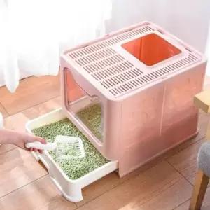 새끼고양이배변 고양이 반려묘 후드형 화장실 접이식 토일렛 핑크