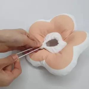 [반려] 꽃피는 강아지 고양이 쿠션 깔대기 넥카라 핑크 S