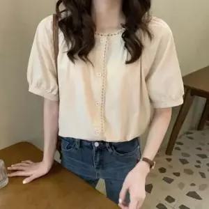 [의류] 쿨링원단 레이스 블라우스 여성 여름 캐주얼 브라우스