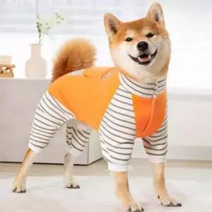 [반려] 단가라 강아지 1P 점퍼 슈트 소형 앞단추 기모 올인원 중형견 반려견