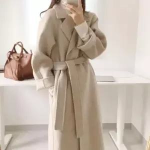 여성코트 클래식 코트 여성 아우터 롱 겨울 허리끈 카라 모직
