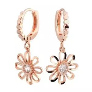 베이직귀걸이 골드필드 핀 데이지 꽃 드롭 원터치 링 귀걸이 14K
