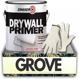 진서 프라이머 페인트화이트 플랫/매트 워터 기반 스티렌 아크릴 1갤 번들 - 작업 장갑 포함 빠르게