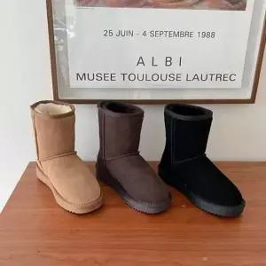 여성앵글부츠 여성 소가죽 스웨이드 겨울 퍼 부츠 숏 털