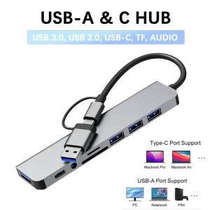 8in 2 USB C 허브 타입 도킹 스테이션 3.5mm 오디오 잭 어댑터 SD/TF 카드 리더 맥북 호환 노트북 컴퓨터용