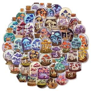 50PCS  버섯 병 장식 낙서 스티커 수하물 스피커 스케이트 보드 워터 컵 라벨 방수