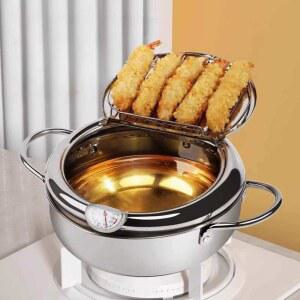 캠핑튀김기 스텐 인덕션 캠핑 스탠다드형 통중궁중팬 스텐튀김냄비 커버 세트