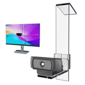 [미국배송] PLEXICAM PRO V2 | 중앙 화면 / 중간 웹캠 마운트 모든 웹캠(포함되지 않음) 위치 지정 (노트북-32) 눈맞춤 시청자를 위한 삼각형 구스넥 텔레프롬프터 대안