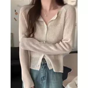 엘럽 여사친 니트 춘추 카디건 비침이 있는 아이스바블라우스에어컨디셔너 펀칭 얇은 코트 원템3